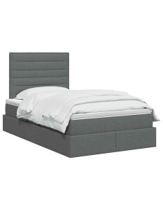 Letto con contenitore LED e materasso Grigio Scuro 120 x 190 cm 2