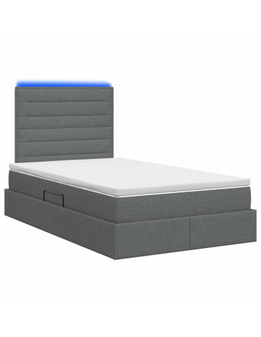 Letto con contenitore LED e materasso Grigio Scuro 120 x 190 cm