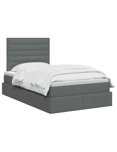Letto con contenitore LED e materasso Grigio Scuro 120 x 200 cm