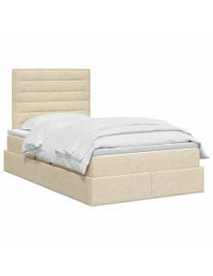 Letto con contenitore LED e materasso Crema 120 x 200 cm 2