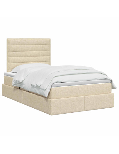 Letto con contenitore LED e materasso Crema 120 x 200 cm