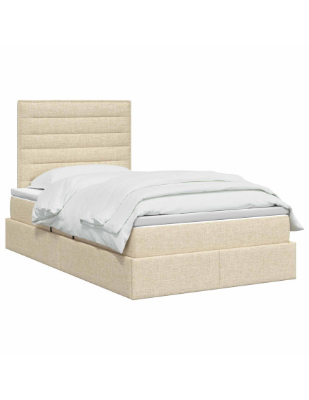Letto con contenitore LED e materasso Crema 120 x 200 cm
