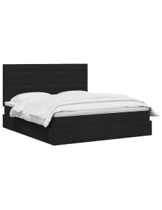 Letto con contenitore LED e materasso Nero 140 x 190 cm Tessuto 2