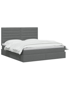 Letto con contenitore LED e materasso Grigio Scuro 140 x 200 cm 2