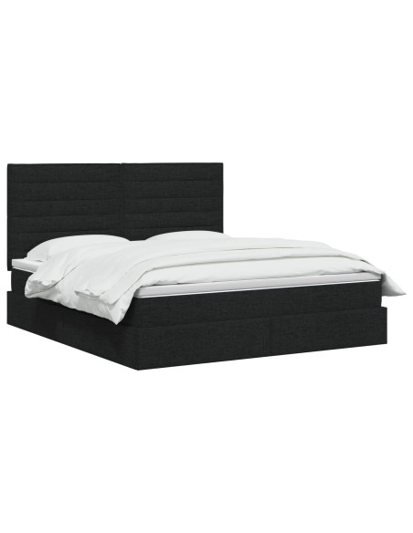Letto con contenitore LED e materasso Nero 140 x 200 cm Tessuto