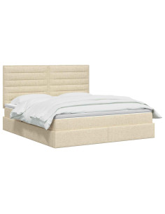 Letto con contenitore LED e materasso Crema 140 x 200 cm 2