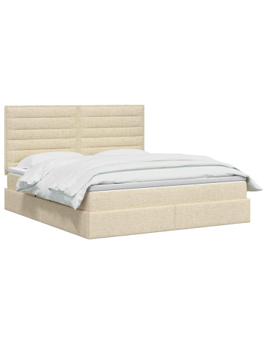 Letto con contenitore LED e materasso Crema 140 x 200 cm