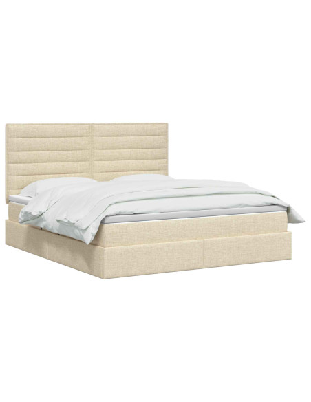Letto con contenitore LED e materasso Crema 140 x 200 cm
