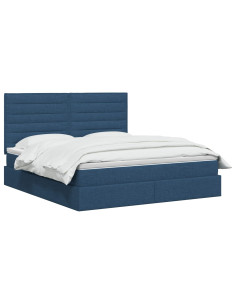 Letto con contenitore LED e materasso Blu 140 x 200 cm Tessuto 2