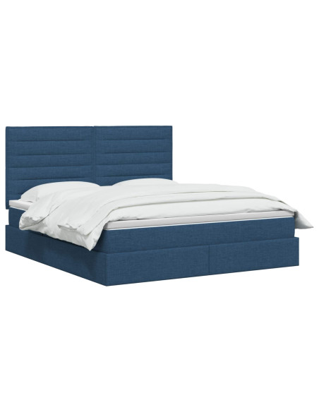 Letto con contenitore LED e materasso Blu 140 x 200 cm Tessuto