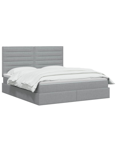 Letto con contenitore LED e materasso Grigio Chiaro