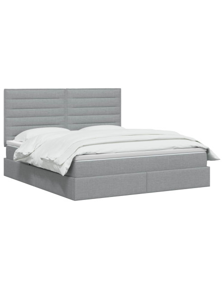 Letto con contenitore LED e materasso Grigio Chiaro