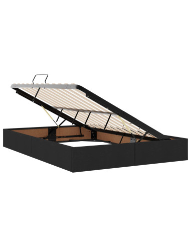 Letto con contenitore LED e materasso Nero 160 x 200 cm Tessuto
