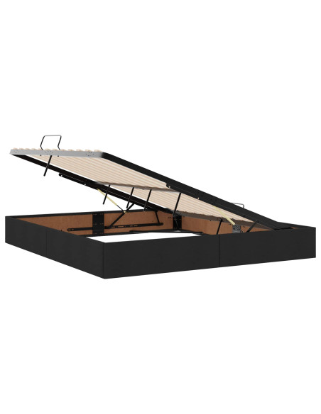 Letto con contenitore LED e materasso Nero 180 x 200 cm Tessuto