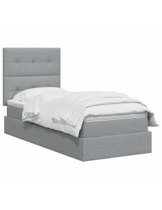 Letto con contenitore LED e materasso Grigio Chiaro 90 x 190 cm 2
