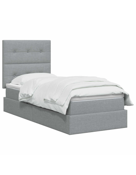 Letto con contenitore LED e materasso Grigio Chiaro 90 x 190 cm