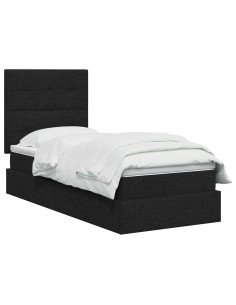 Letto con contenitore LED e materasso Nero 90 x 190 cm Tessuto 2