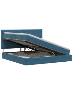 Letto con contenitore e materasso Blu Scuro 200 x 200 cm