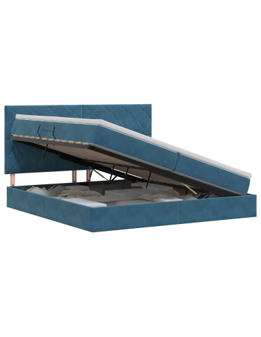 Letto con contenitore e materasso Blu Scuro 200 x 200 cm