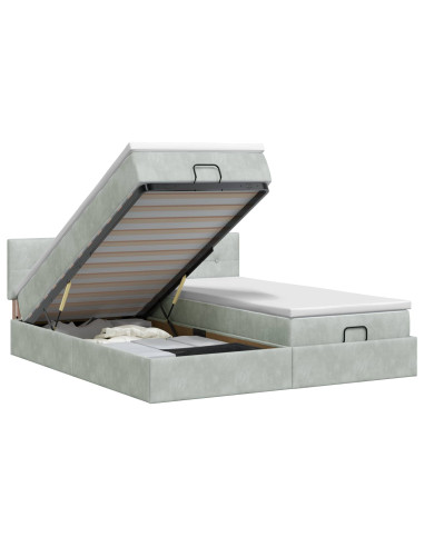 Letto ottomano con materasso 2 pz Grigio Chiaro Velluto