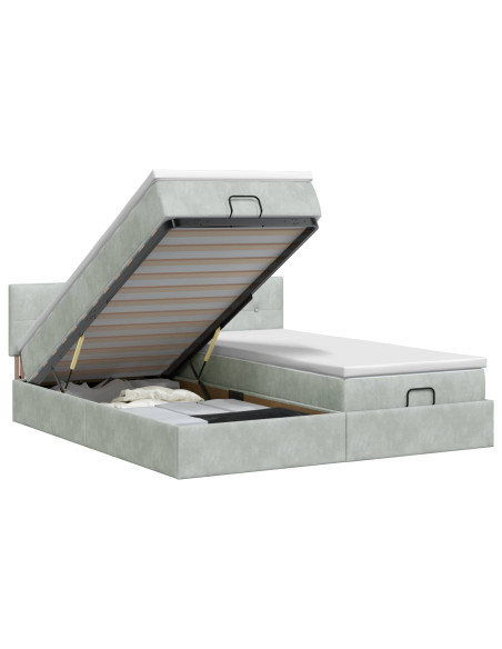 Letto ottomano con materasso 2 pz Grigio Chiaro Velluto