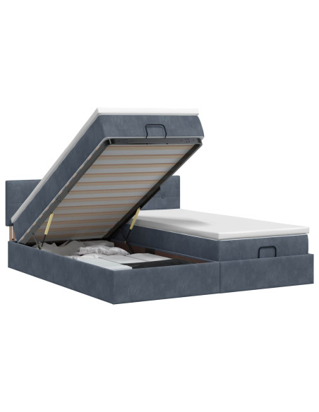 Letto ottomano con materasso 2 pz Grigio Scuro Velluto