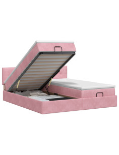 Letto ottomano con materasso con testiera 2 pz Rosa Velluto