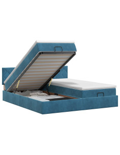 Letto ottomano con materasso 2 pz Blu Scuro Velluto