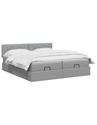Letto ottomano con materasso 2 pz Grigio Chiaro Tessuto