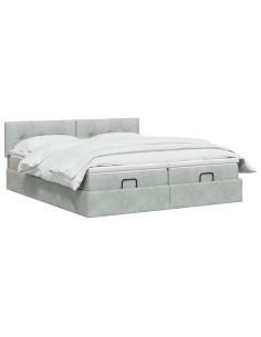 Letto ottomano con materasso 2 pz Grigio Chiaro Velluto 2