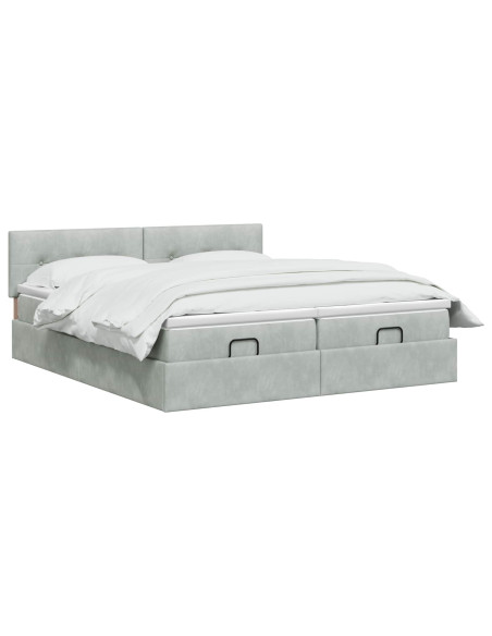 Letto ottomano con materasso 2 pz Grigio Chiaro Velluto