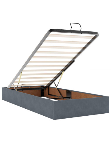 Letto ottomano con materasso 2 pz Grigio Scuro Velluto