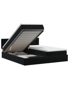Letto ottomano con materasso con testiera 2 pz Nero Velluto 2