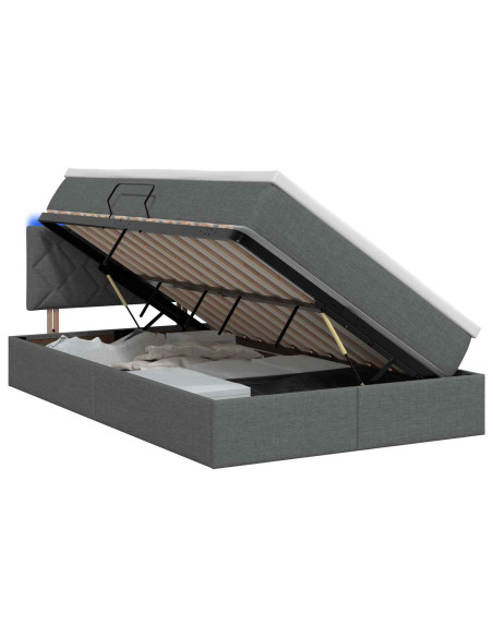 Letto con contenitore LED e materasso Grigio Scuro 120 x 190 cm