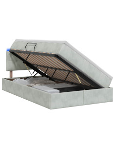 Letto con contenitore LED e materasso Grigio Chiaro