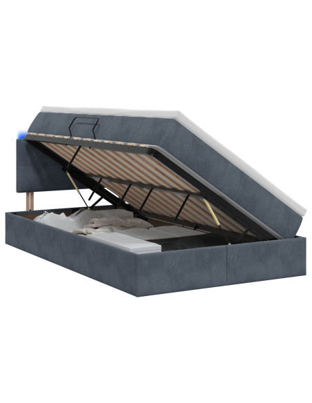 Letto con contenitore LED e materasso Grigio Scuro 120 x 200 cm