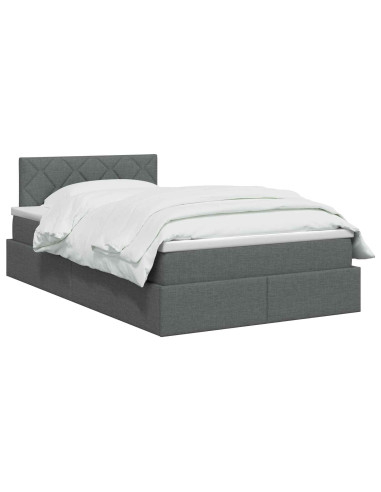Letto con contenitore LED e materasso Grigio Scuro 120 x 190 cm