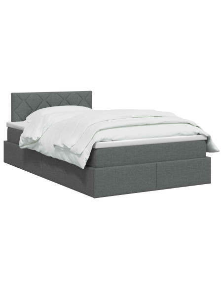 Letto con contenitore LED e materasso Grigio Scuro 120 x 190 cm