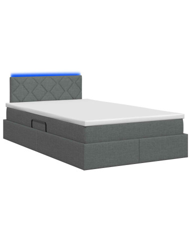Letto con contenitore LED e materasso Grigio Scuro 120 x 190 cm