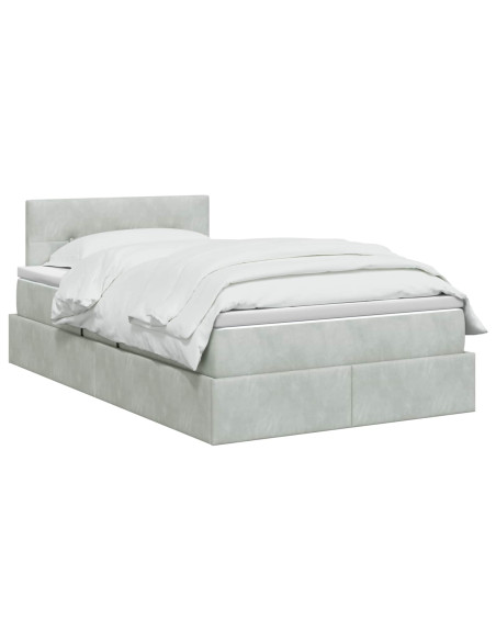 Letto con contenitore LED e materasso Grigio Chiaro