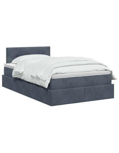 Letto con contenitore LED e materasso Grigio Scuro 120 x 200 cm