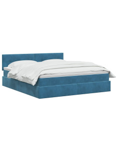 Letto con contenitore LED e materasso Blu Scuro 140 x 200 cm 2