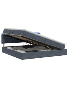 Letto con contenitore LED e materasso Grigio Scuro 200 x 200 cm