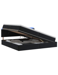 Letto con contenitore LED e materasso Nero 200 x 200 cm Velluto