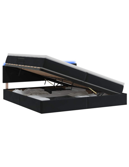Letto con contenitore LED e materasso Nero 200 x 200 cm Velluto