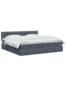 Letto con contenitore LED e materasso Grigio Scuro 200 x 200 cm 2