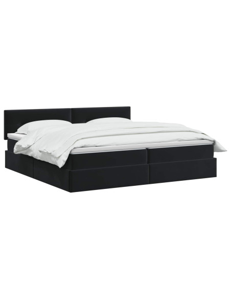 Letto con contenitore LED e materasso Nero 200 x 200 cm Velluto