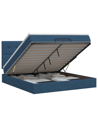 Letto ottomano con materasso Blu 160 x 200 cm Tessuto