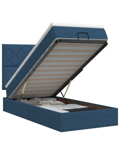 Letto ottomano con materasso Blu 100 x 200 cm Tessuto
