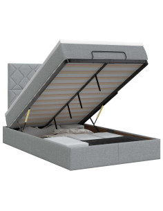Letto ottomano con materasso Grigio Chiaro 120 x 190 cm Tessuto